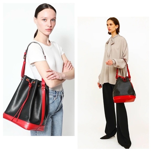 Louis Vuitton Black & Red Epi Leather Noe Castilian Drawstring Shoulder Bag - Picture 2 of 12
